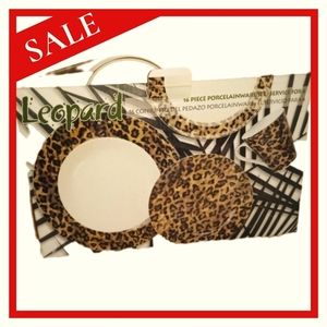 Leopard print Gibson dish set 16 piece